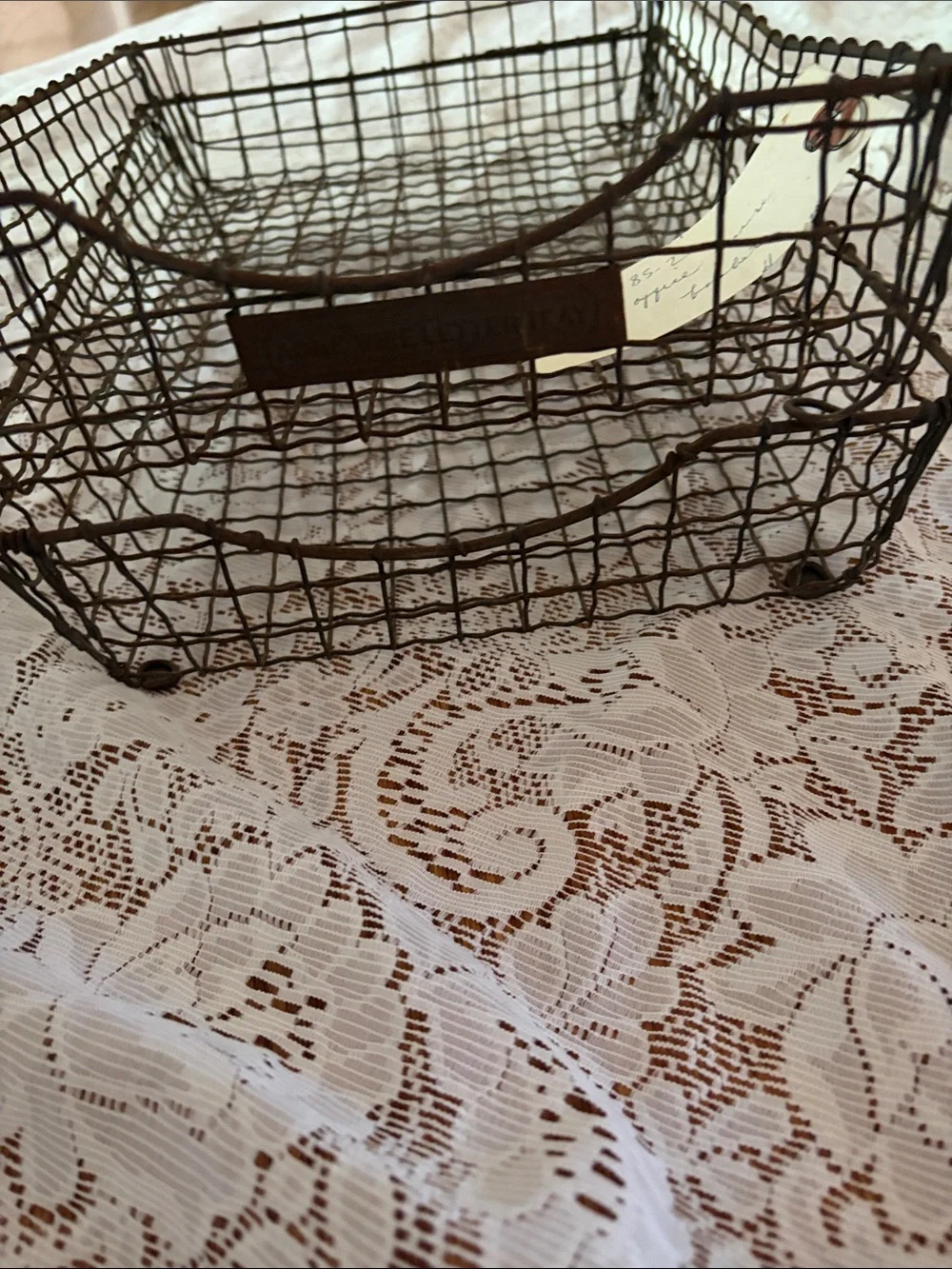 Vintage-Style Brown Wire Storage Basket - Home Accents